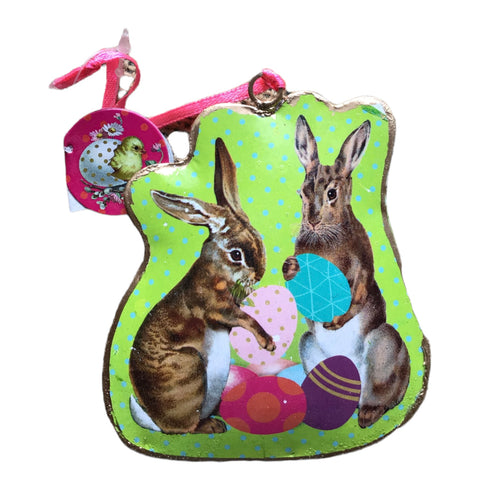Colgante Pascua pareja de conejitos